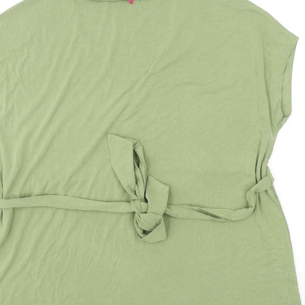 Very Womens Green Viscose Basic T-Shirt Size 12 V-Neck