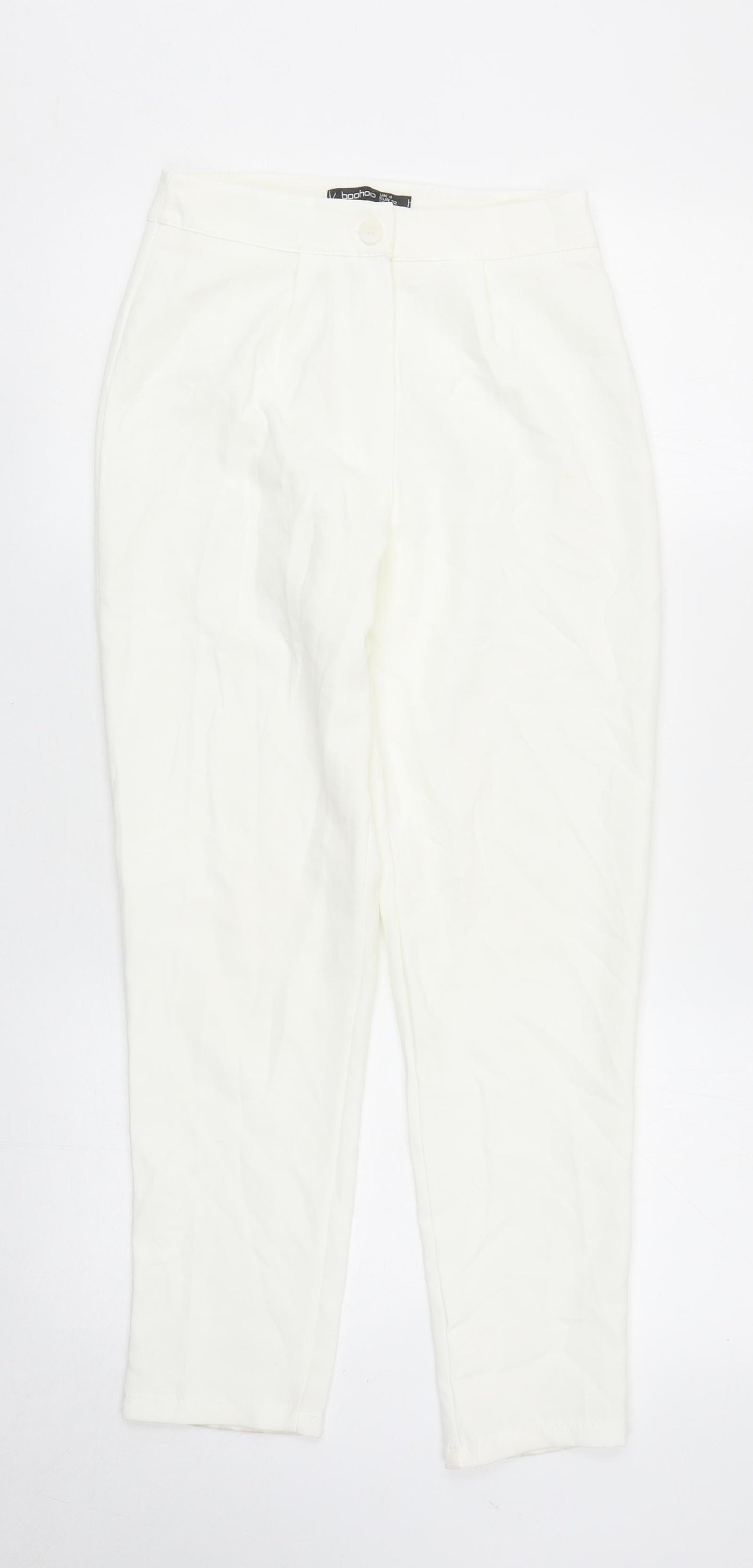 Boohoo Womens White Polyester Trousers Size 4XL Regular Zip