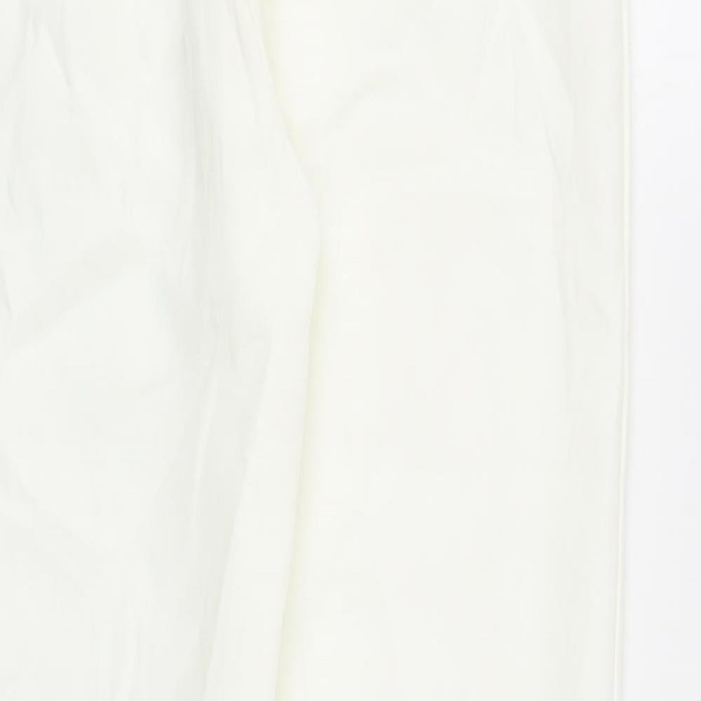 Boohoo Womens White Polyester Trousers Size 4XL Regular Zip