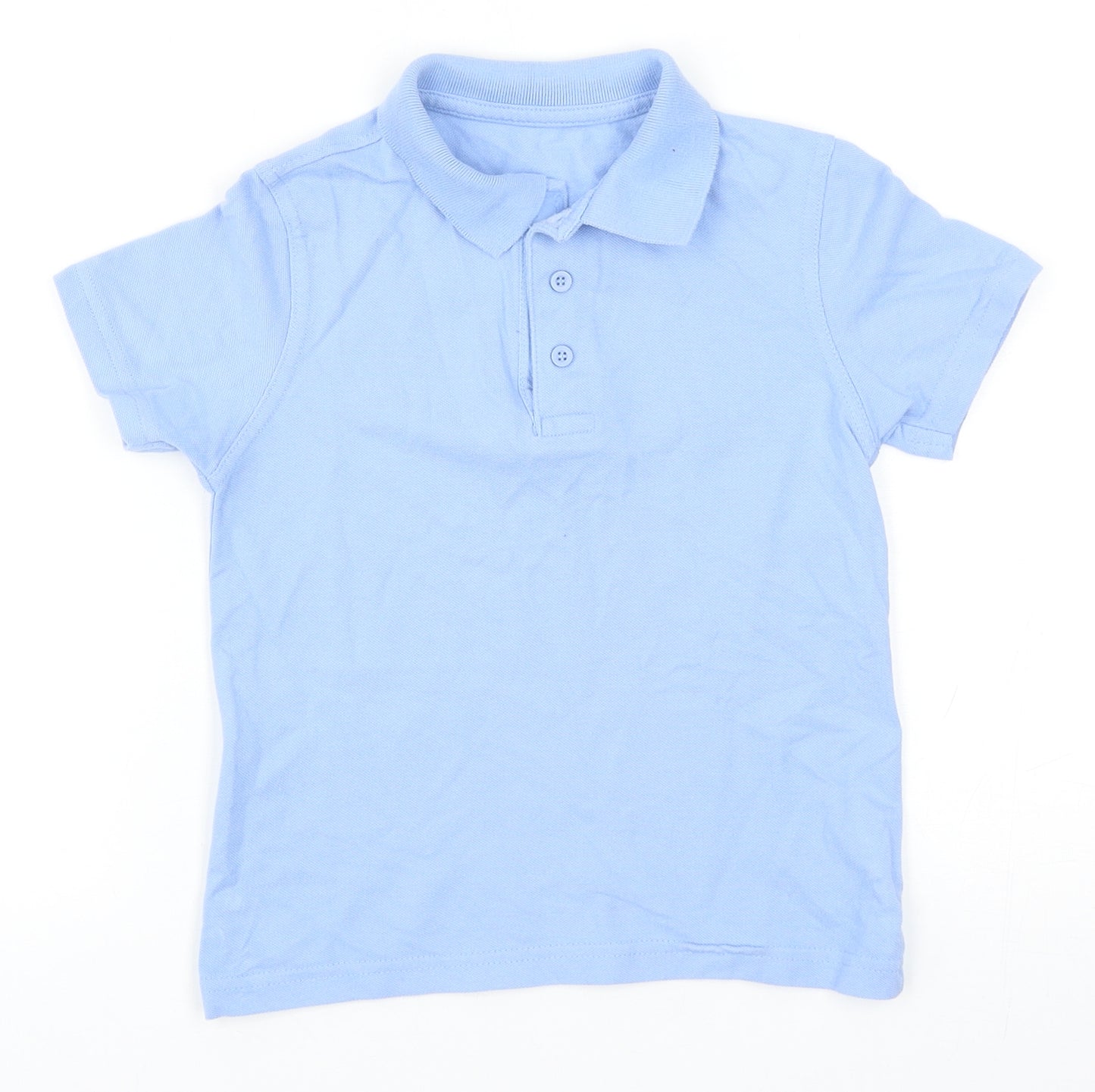 George Boys Blue Cotton Basic Polo Size 4-5 Years Collared Hook & Loop