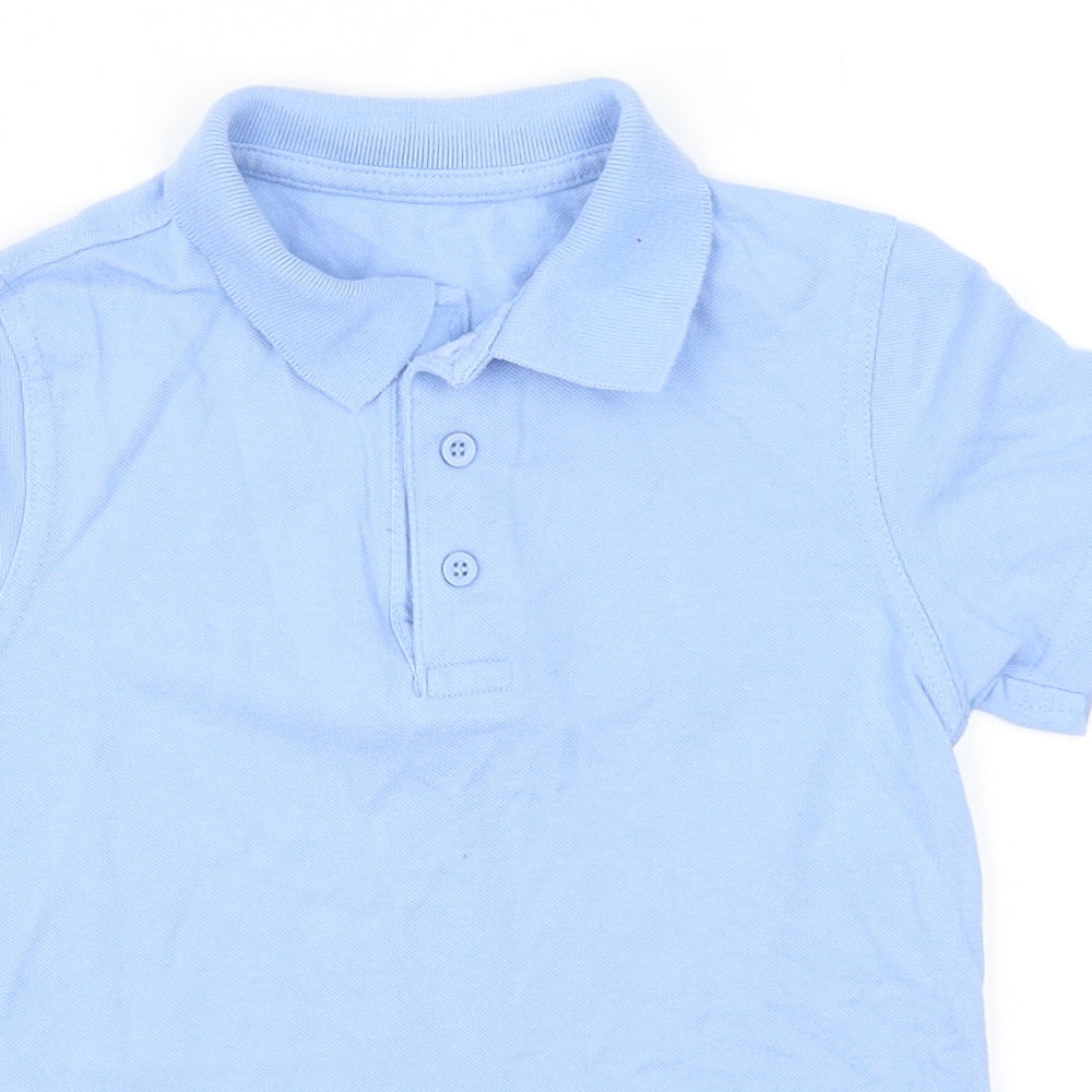 George Boys Blue Cotton Basic Polo Size 4-5 Years Collared Hook & Loop