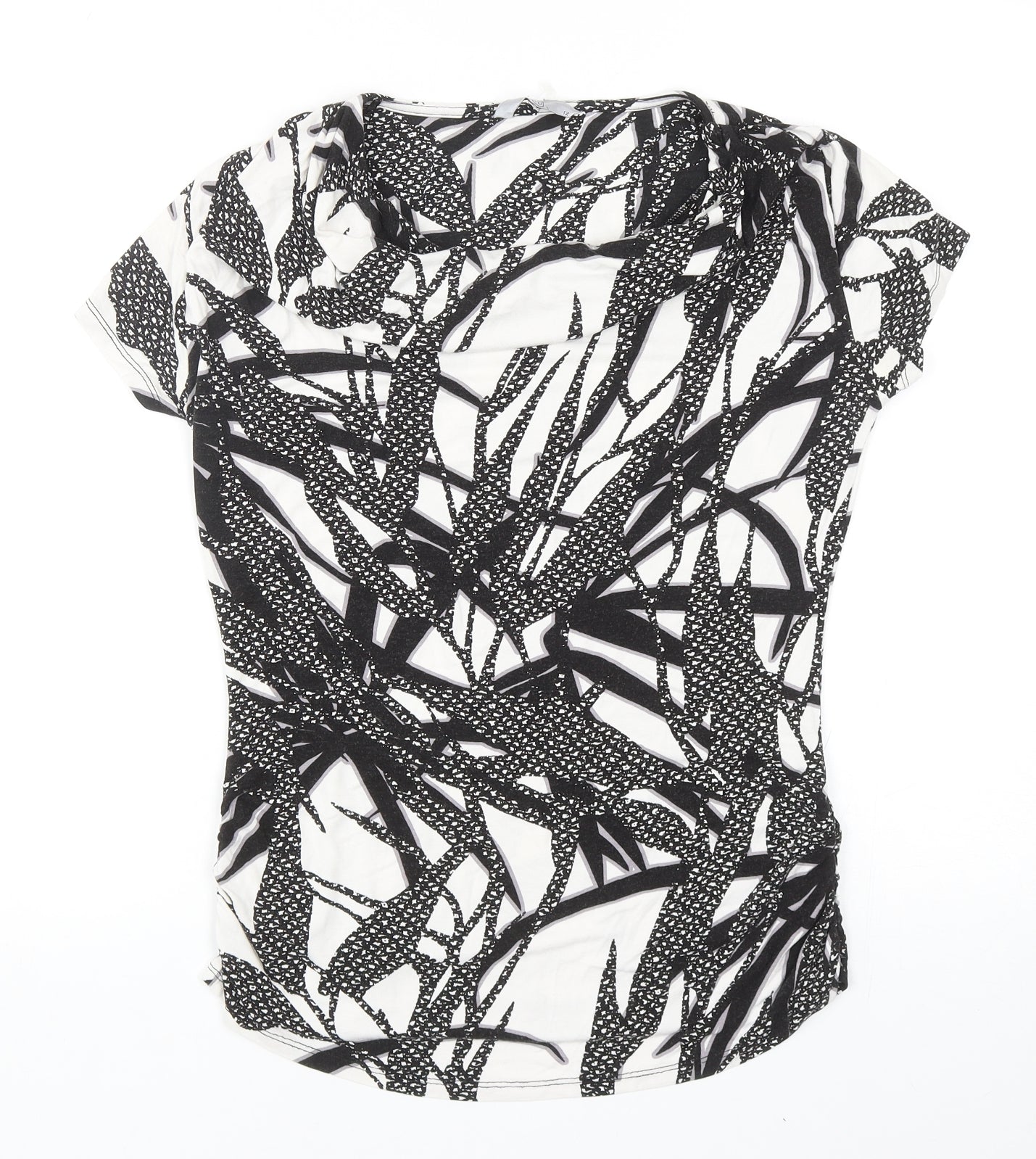 TU Womens Black Geometric Viscose Basic Tank Size 12 Round Neck