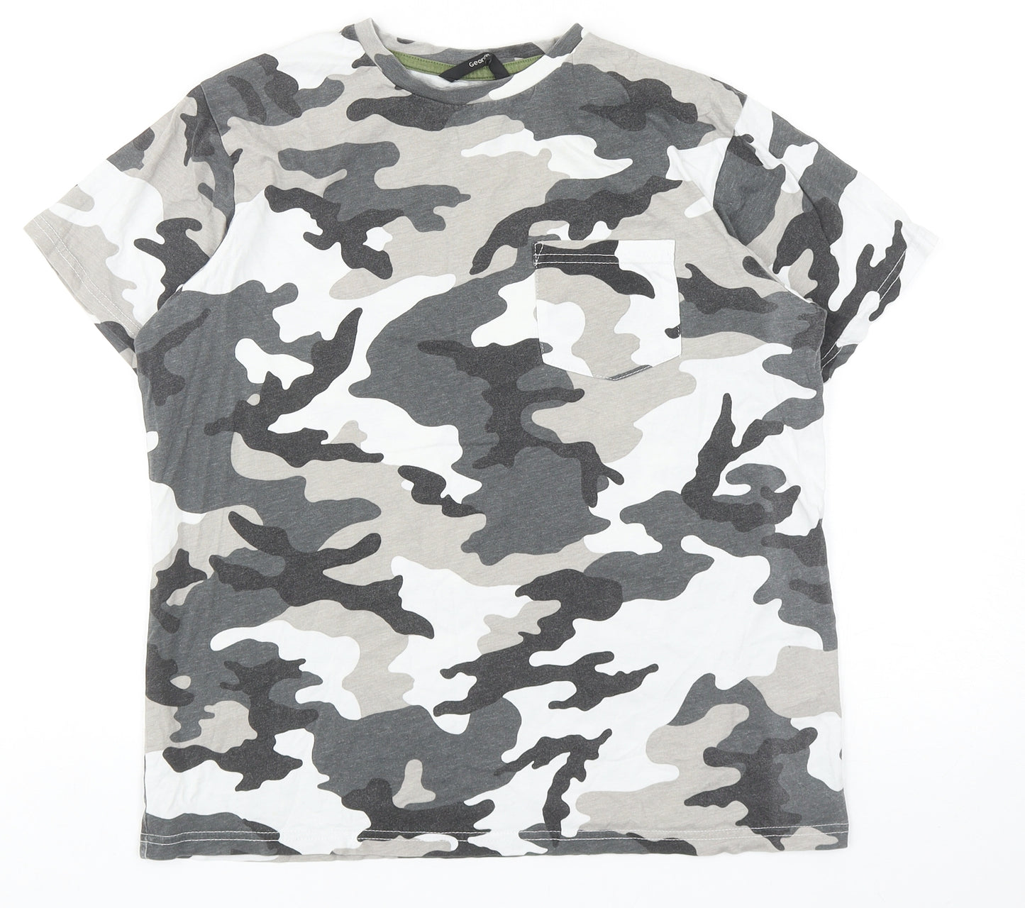 George Boys Multicoloured Camouflage Cotton Basic T-Shirt Size 13-14 Years Crew Neck Pullover