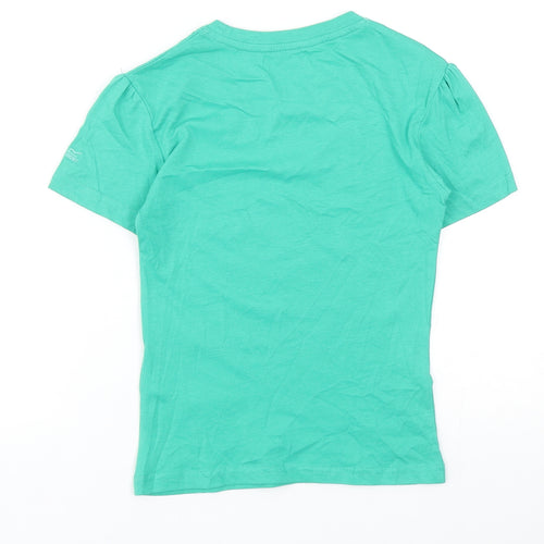 Regatta Girls Green Cotton Basic T-Shirt Size 7-8 Years Round Neck Pullover - Tropical