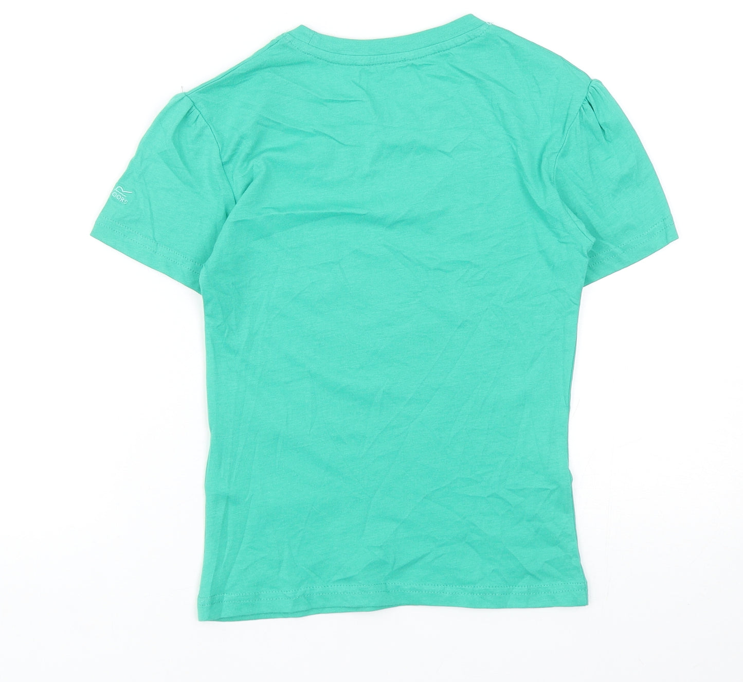 Regatta Girls Green Cotton Basic T-Shirt Size 7-8 Years Round Neck Pullover - Tropical