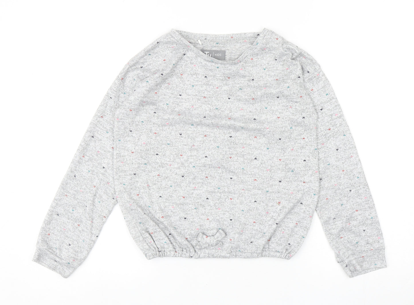 TU Girls Grey Round Neck Polka Dot Polyester Pullover Jumper Size 10-11 Years Pullover