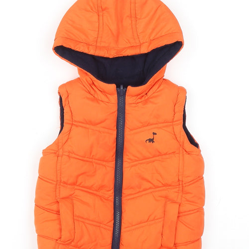 George Boys Orange Gilet Coat Size 9-12 Months Zip