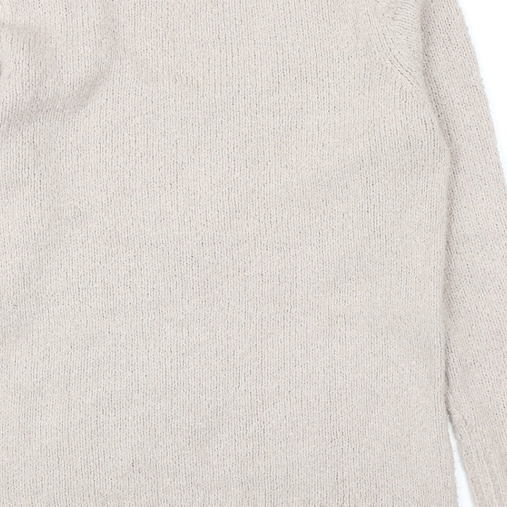 M&Co Womens Beige Scoop Neck Acrylic Pullover Jumper Size 10