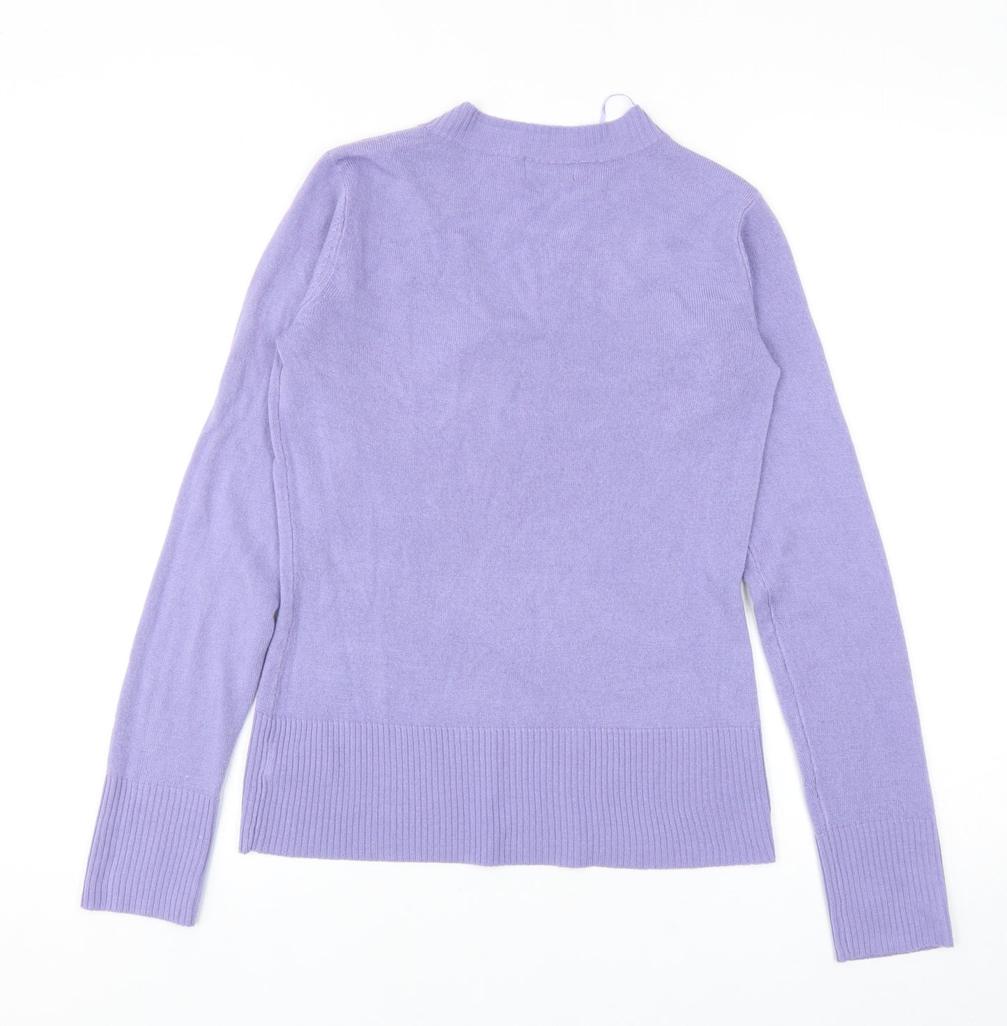 F&F Womens Purple V-Neck Acrylic Pullover Jumper Size 8