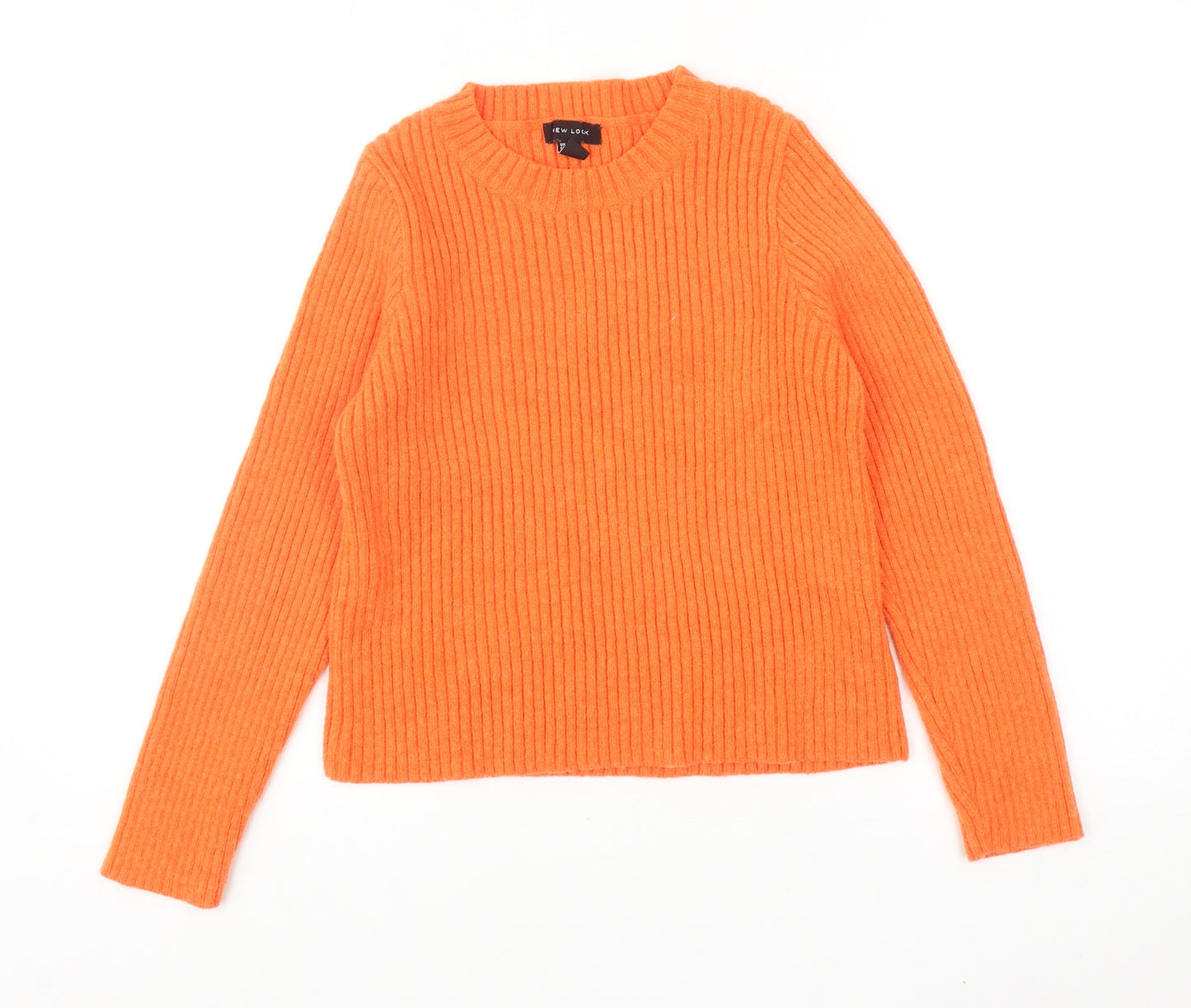 New Look Womens Orange Round Neck Acrylic Pullover Jumper Size 14