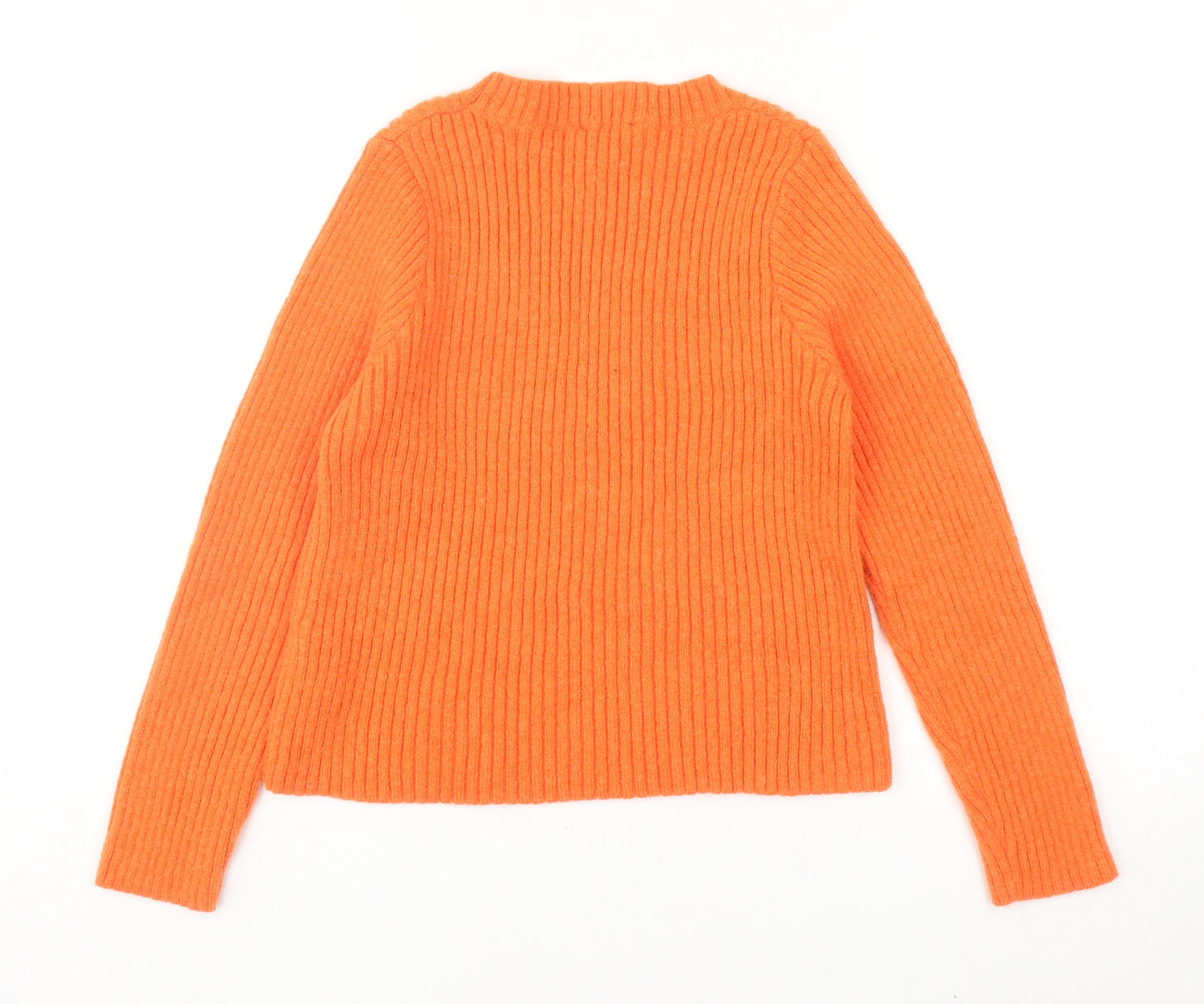 New Look Womens Orange Round Neck Acrylic Pullover Jumper Size 14
