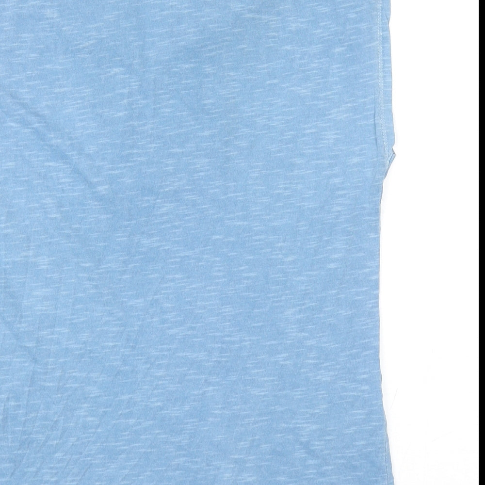 Laura Ashley Womens Blue Cotton Basic T-Shirt Size 8 V-Neck