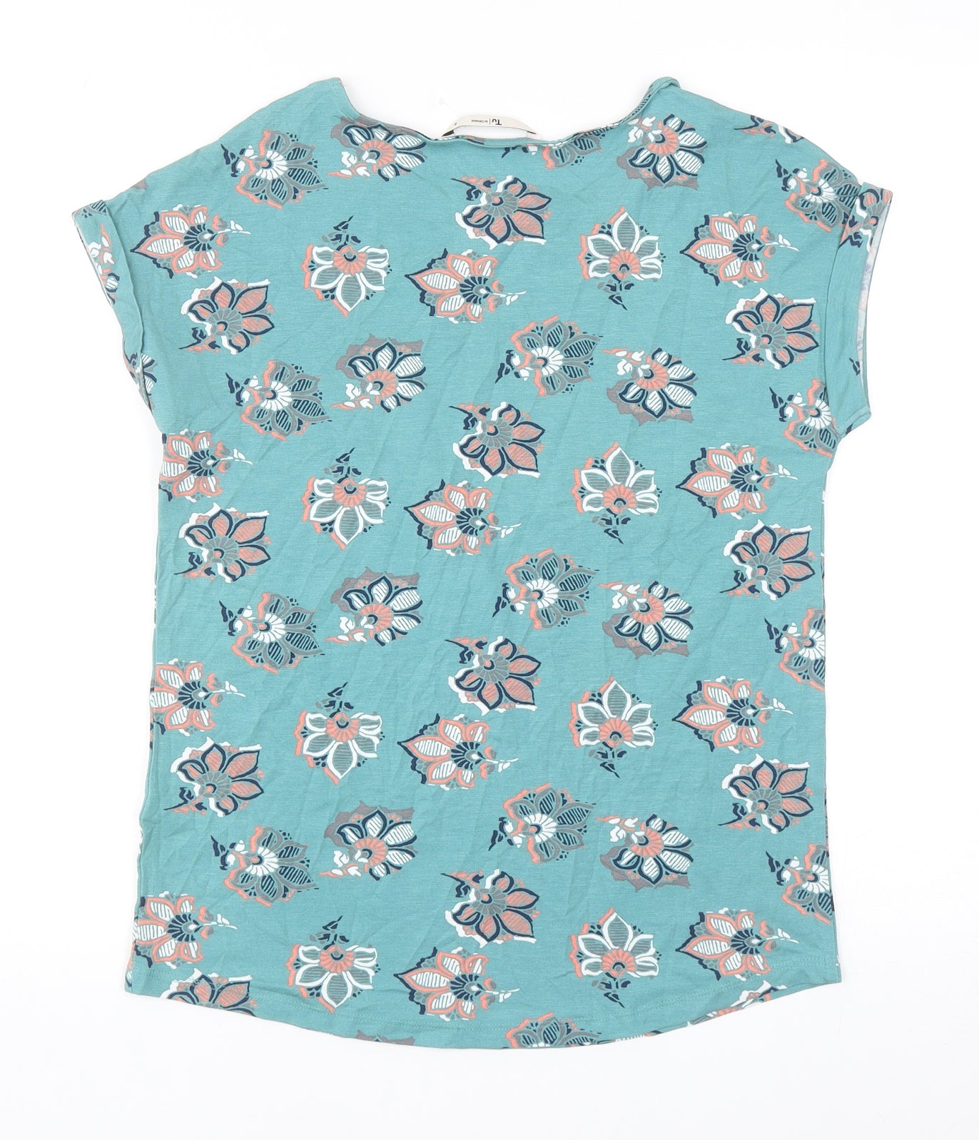 TU Womens Multicoloured Floral Viscose Basic T-Shirt Size 8 Round Neck