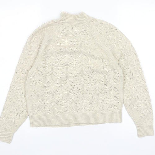 Uniqlo Womens Beige Mock Neck Acrylic Pullover Jumper Size XS