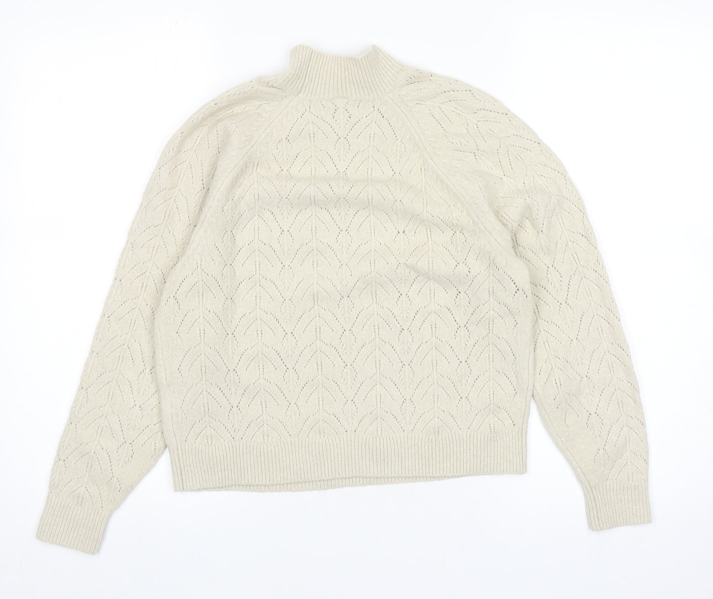 Uniqlo Womens Beige Mock Neck Acrylic Pullover Jumper Size XS