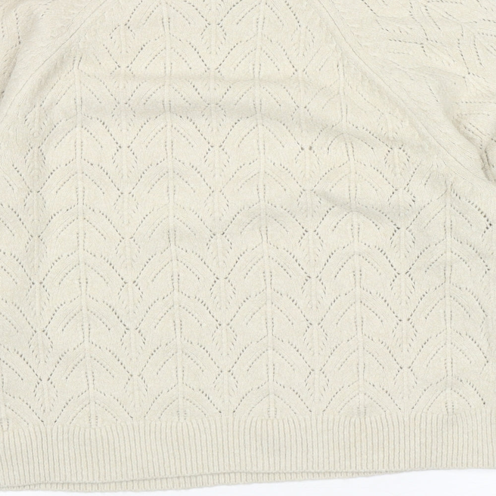 Uniqlo Womens Beige Mock Neck Acrylic Pullover Jumper Size XS
