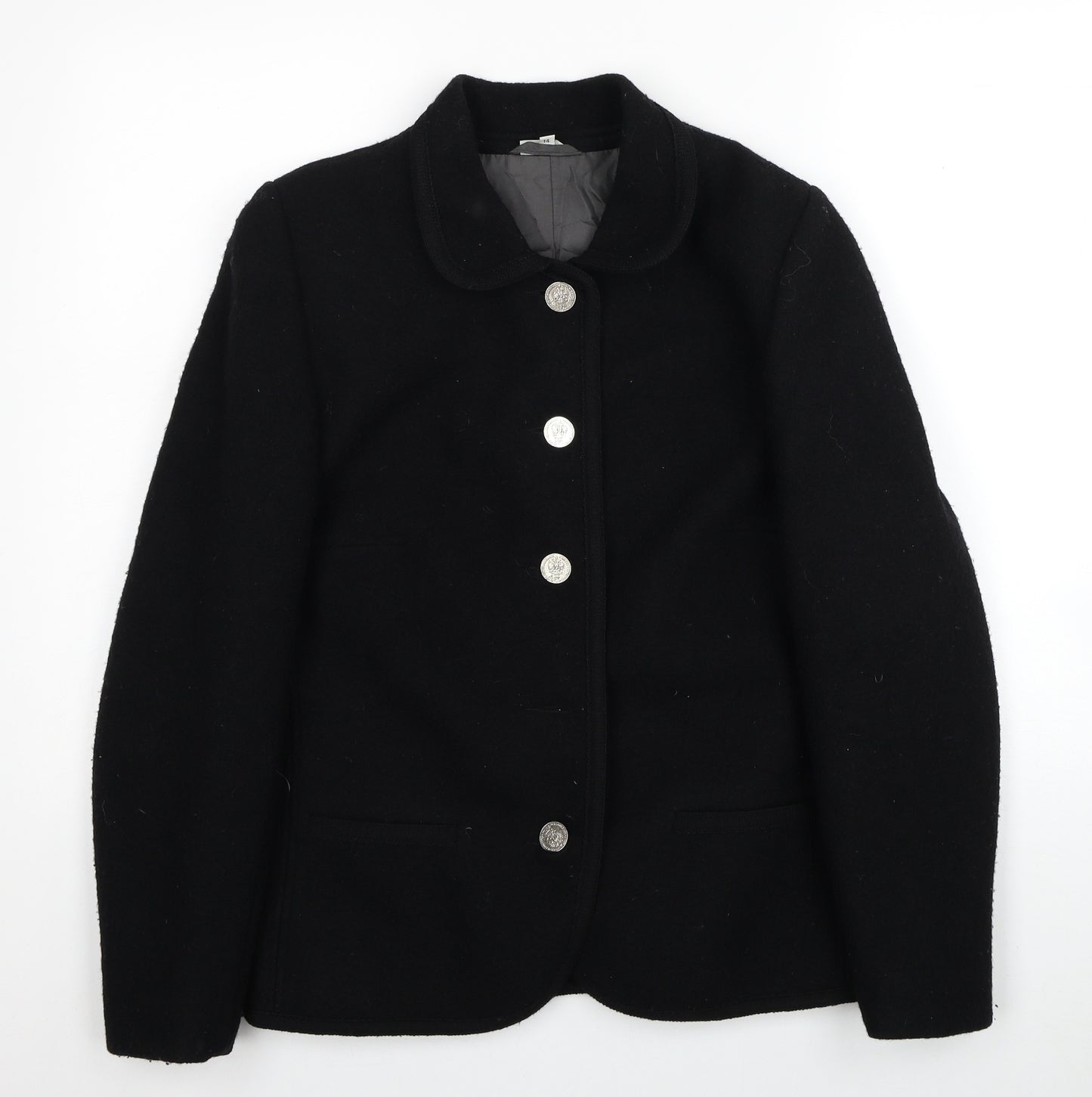 Carl Jones Womens Black Pea Coat Coat Size 14 Button