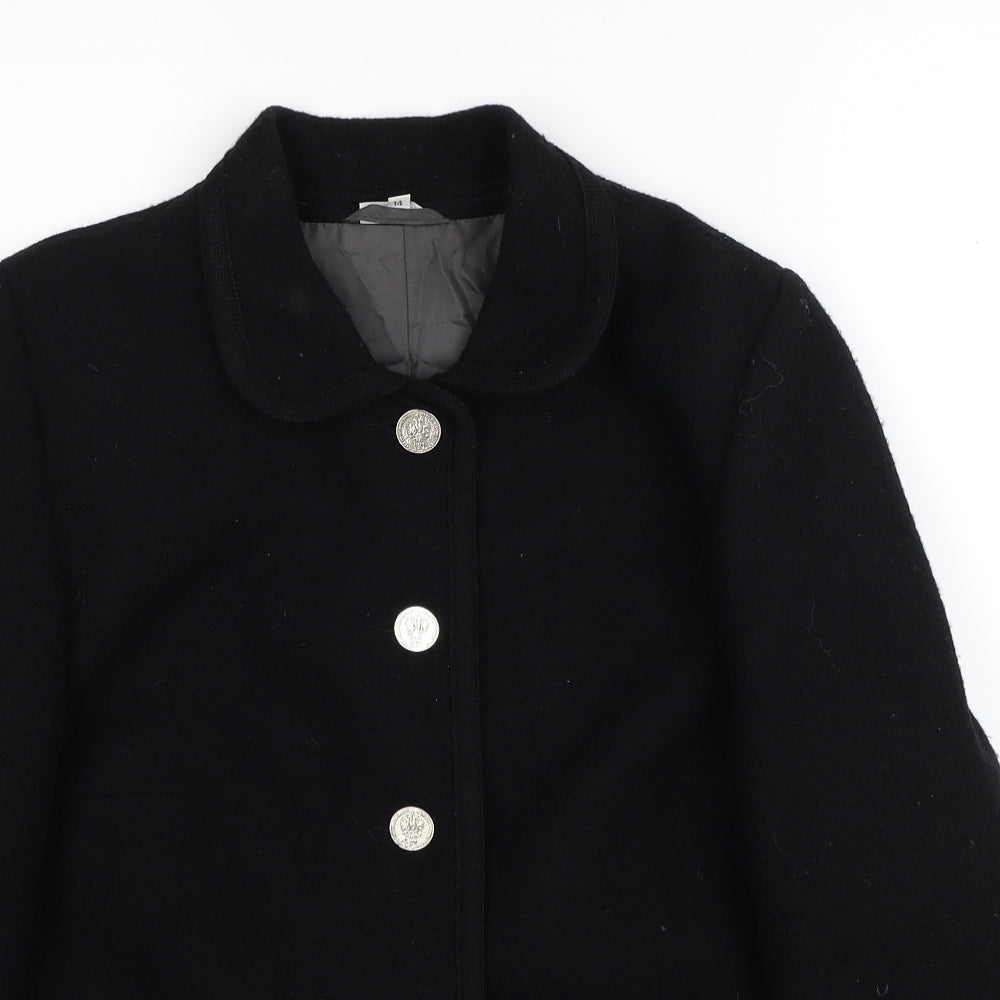 Carl Jones Womens Black Pea Coat Coat Size 14 Button