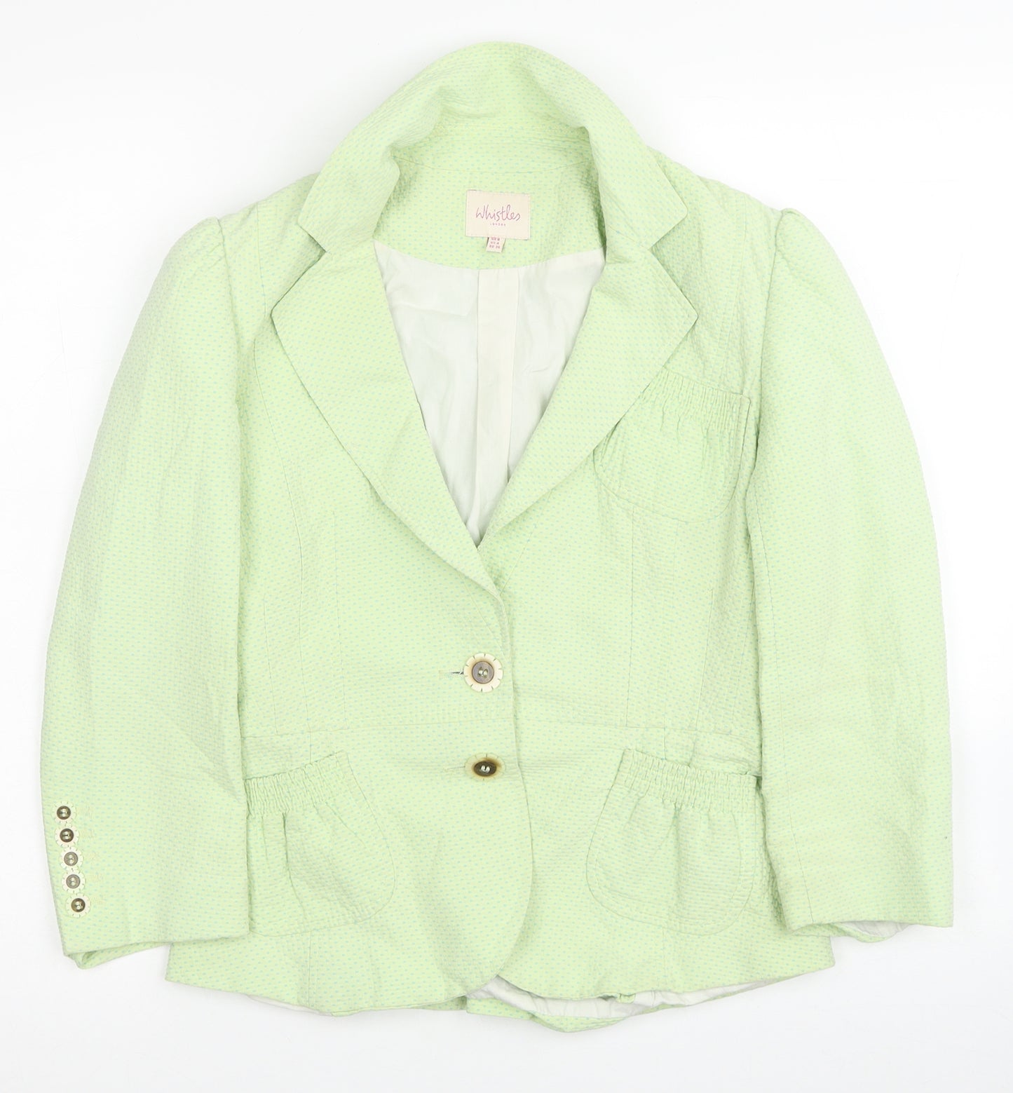 Whistles Womens Green Cotton Jacket Blazer Size 8