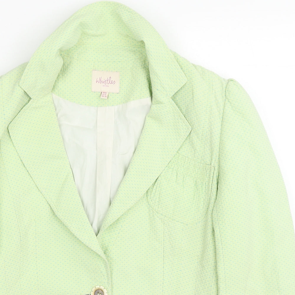 Whistles Womens Green Cotton Jacket Blazer Size 8