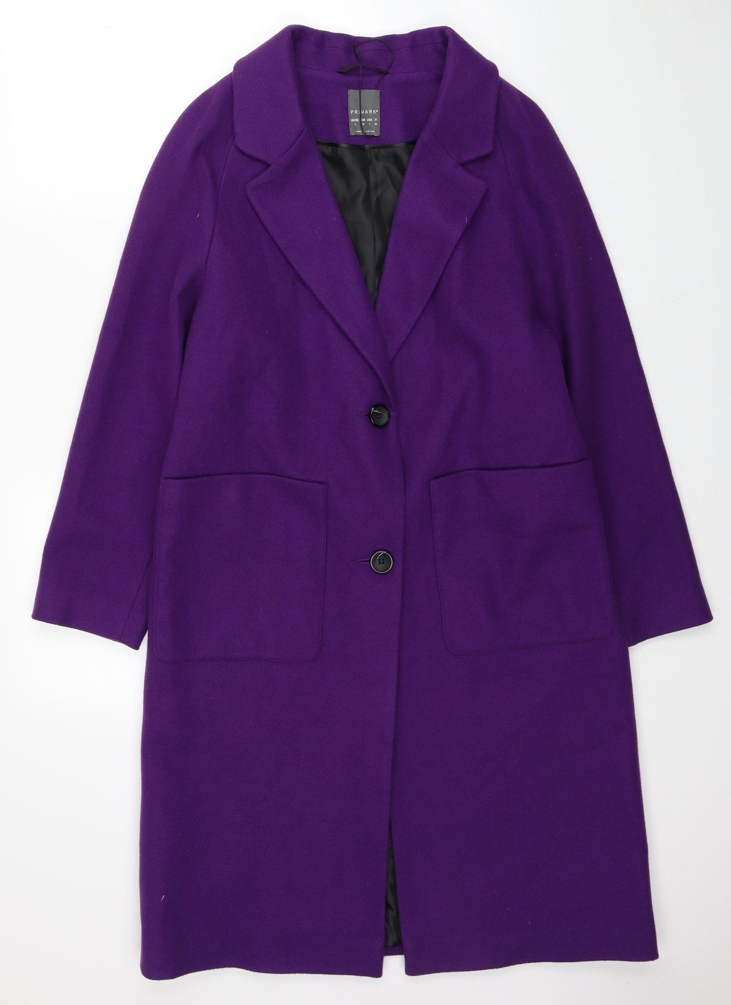Primark Womens Purple Pea Coat Coat Size 8 Button