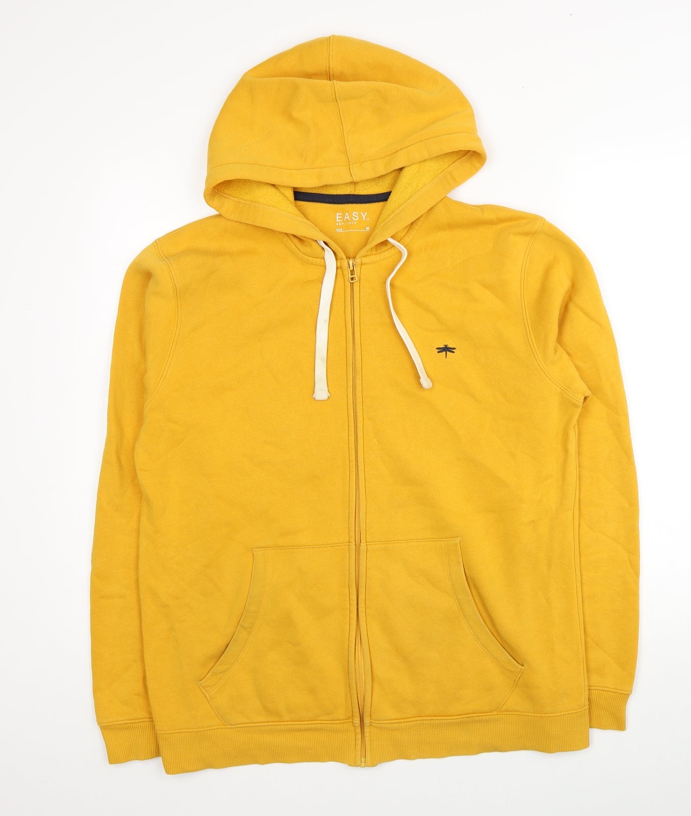 Easy Mens Yellow Cotton Full Zip Hoodie Size M
