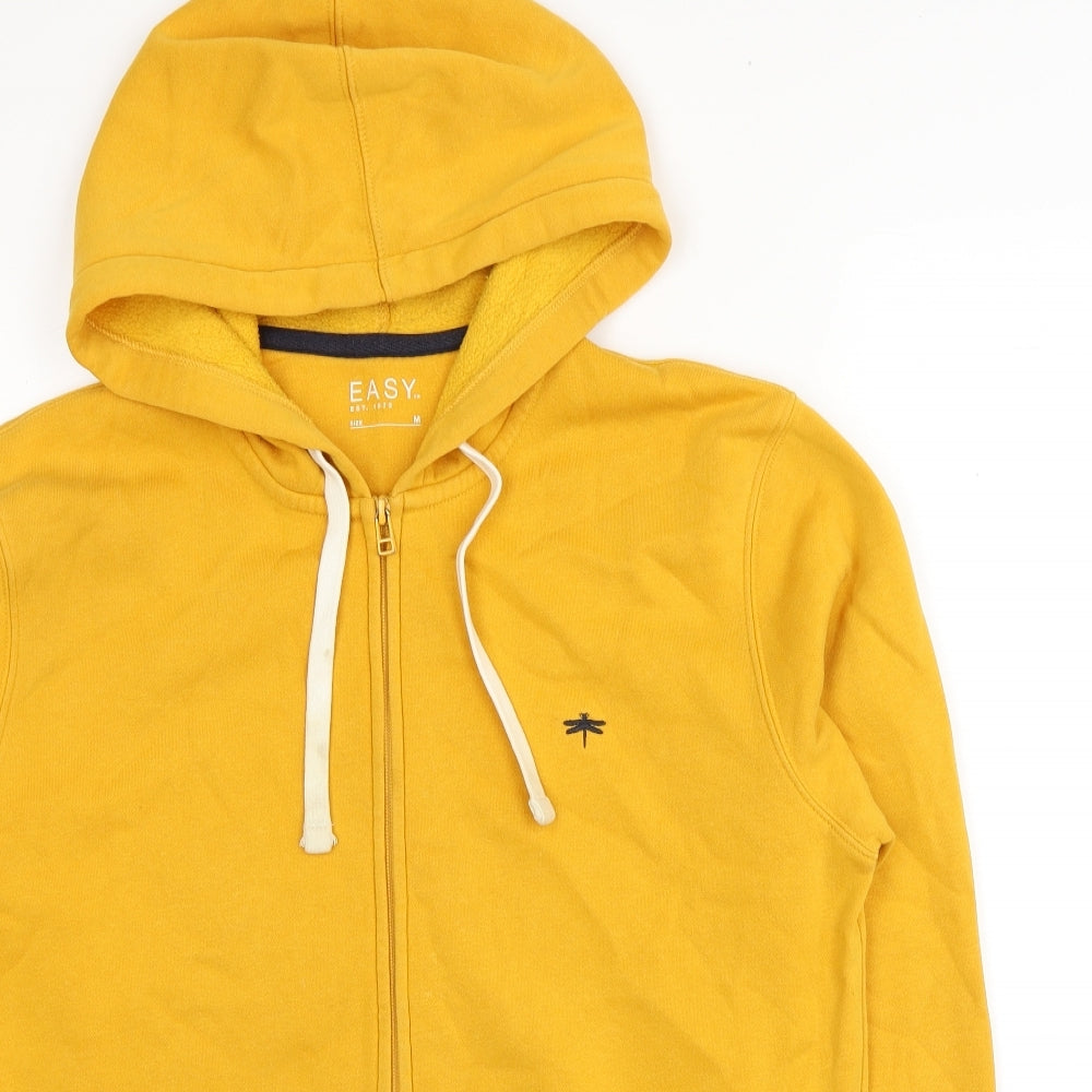 Easy Mens Yellow Cotton Full Zip Hoodie Size M