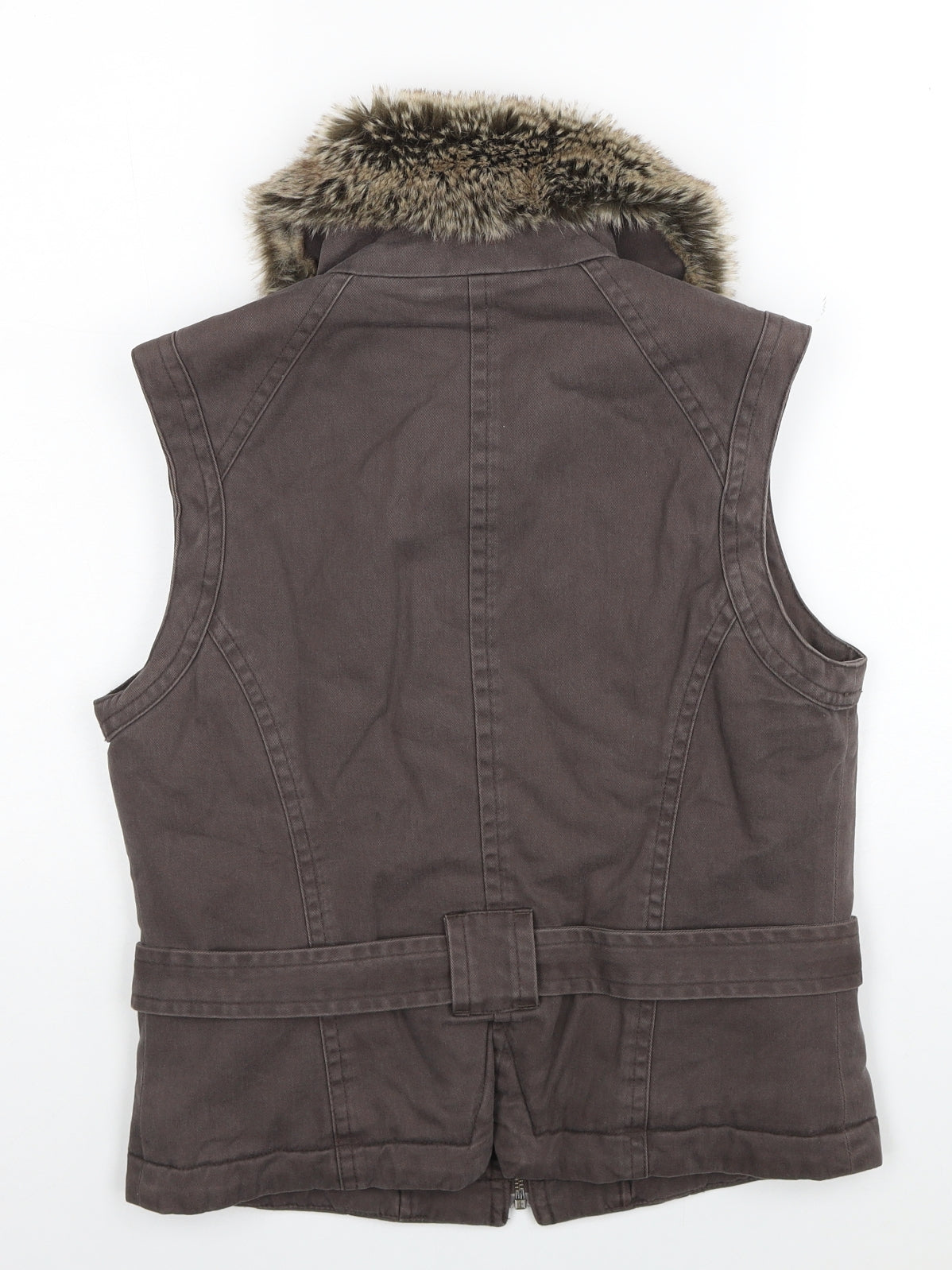 Principles Womens Brown Gilet Waistcoat Size 10 Zip