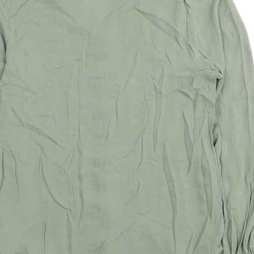 Marks and Spencer Womens Green Viscose Basic Button-Up Size 6 V-Neck