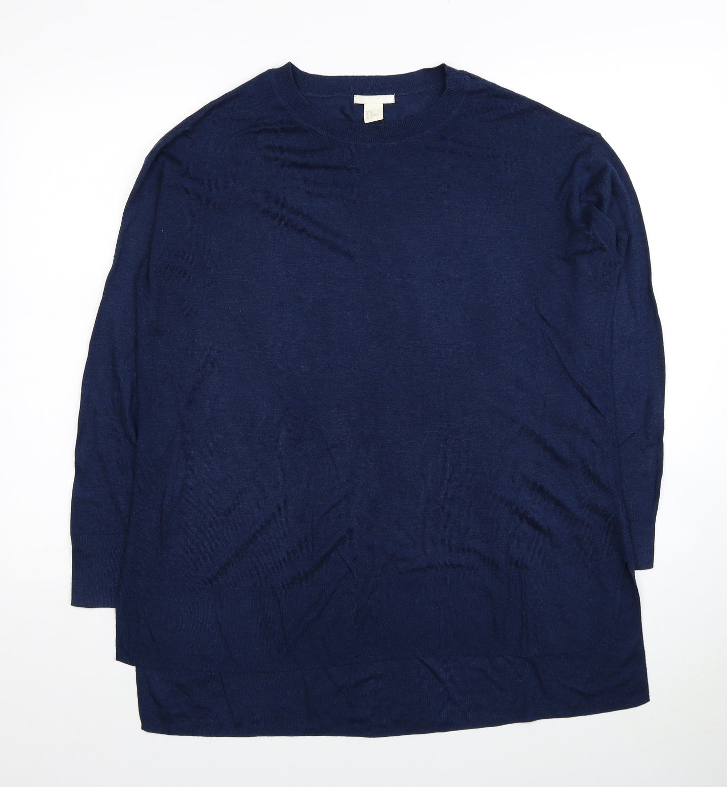 H&M Womens Blue Crew Neck Acrylic Pullover Jumper Size M