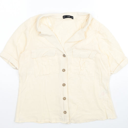 F&F Womens Ivory Viscose Basic Button-Up Size 8 Collared