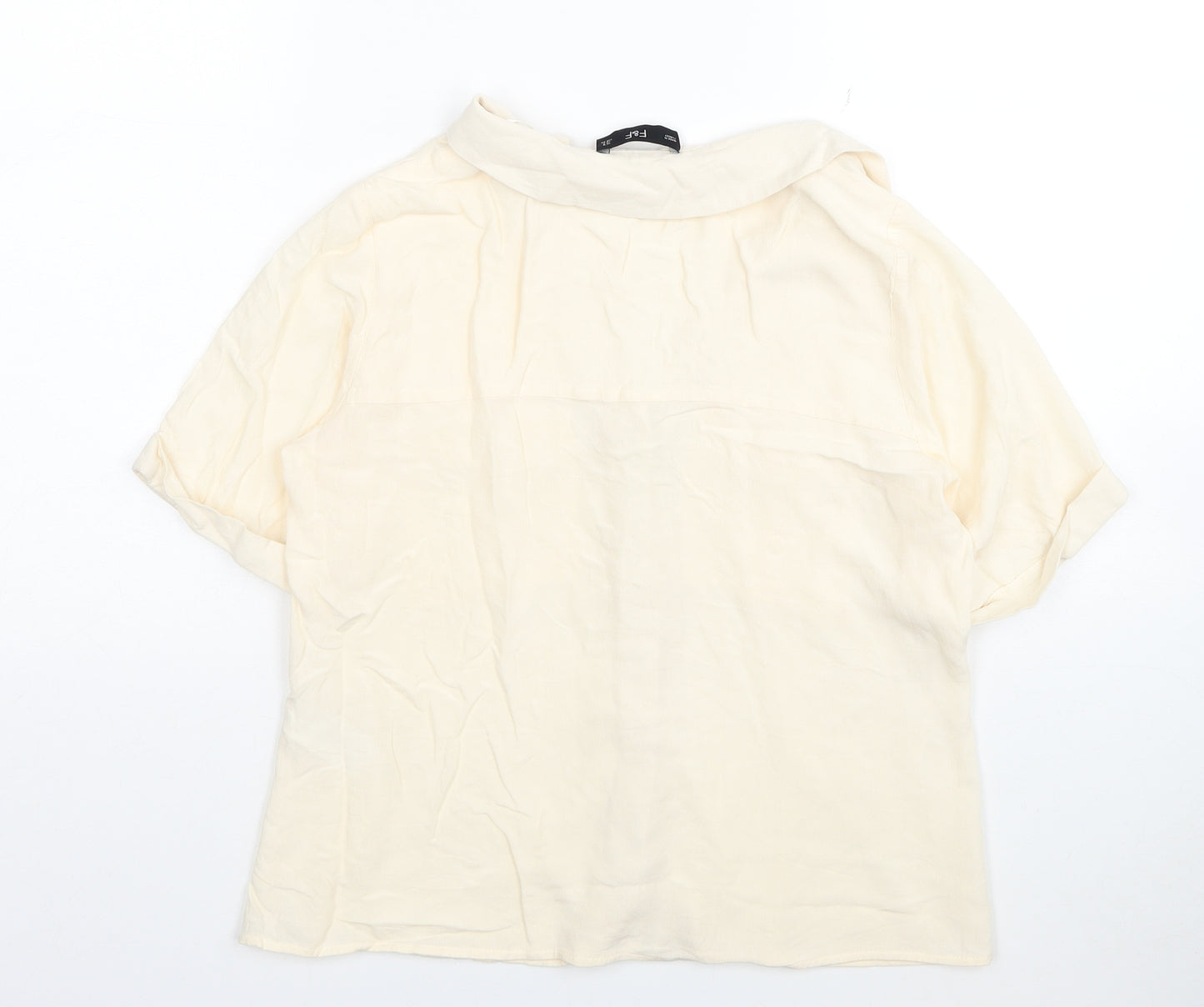 F&F Womens Ivory Viscose Basic Button-Up Size 8 Collared
