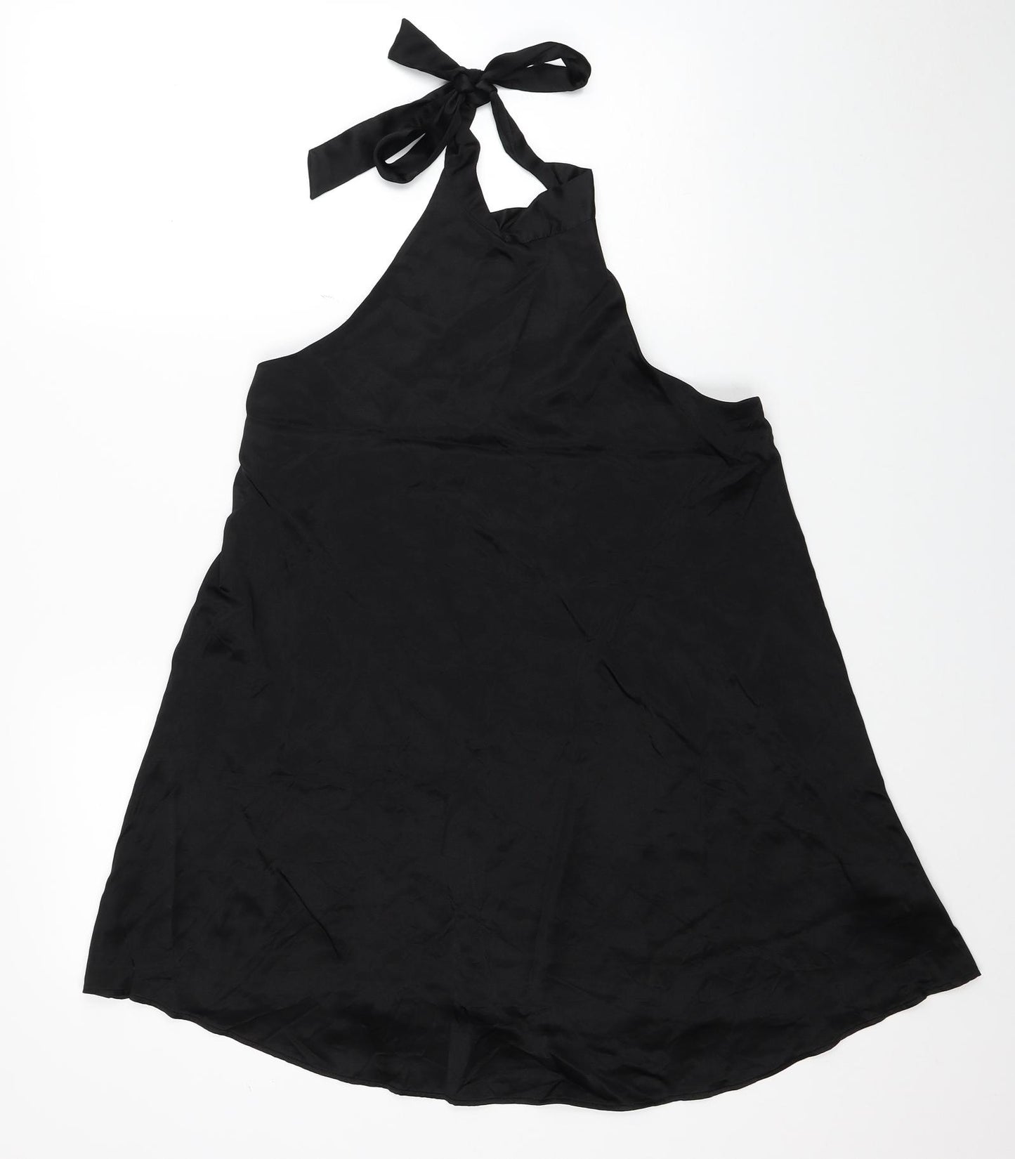 Zara Womens Black Viscose A-Line Size M Halter Button