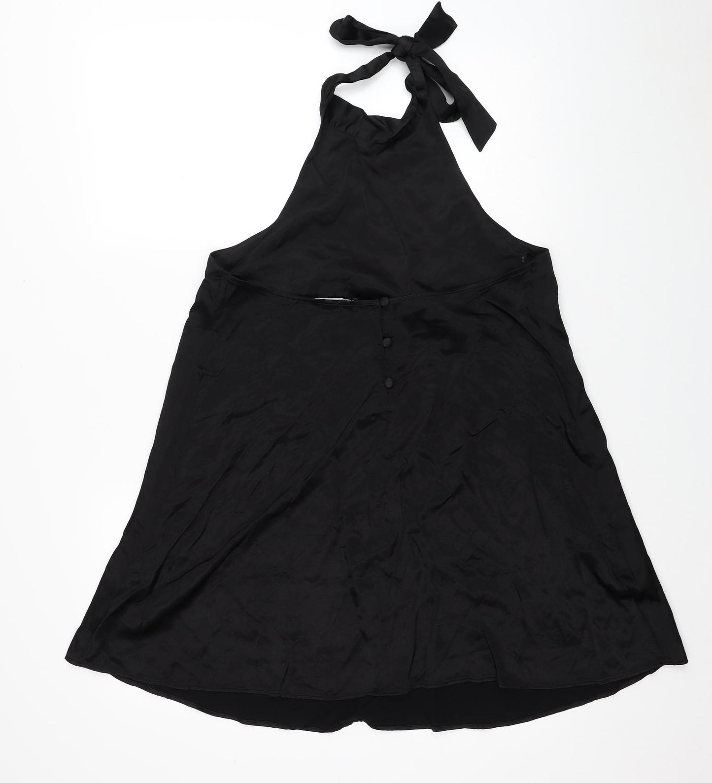 Zara Womens Black Viscose A-Line Size M Halter Button