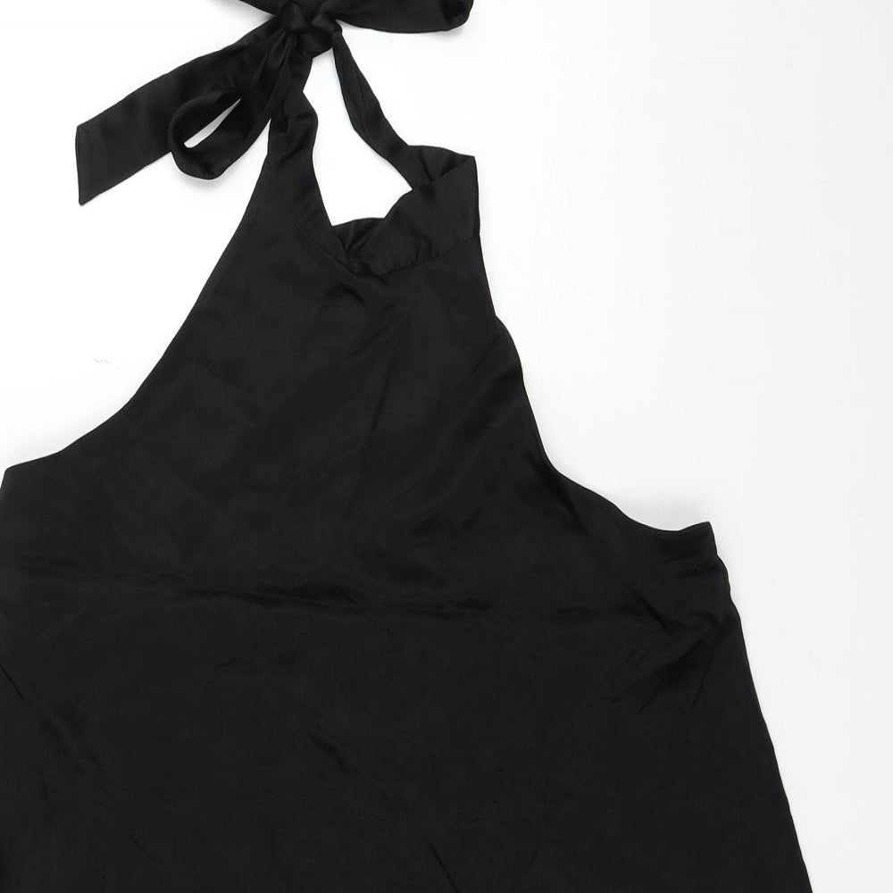 Zara Womens Black Viscose A-Line Size M Halter Button