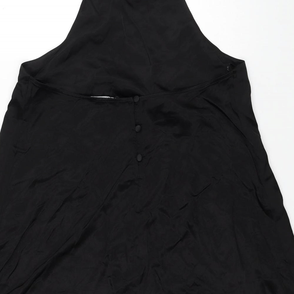 Zara Womens Black Viscose A-Line Size M Halter Button