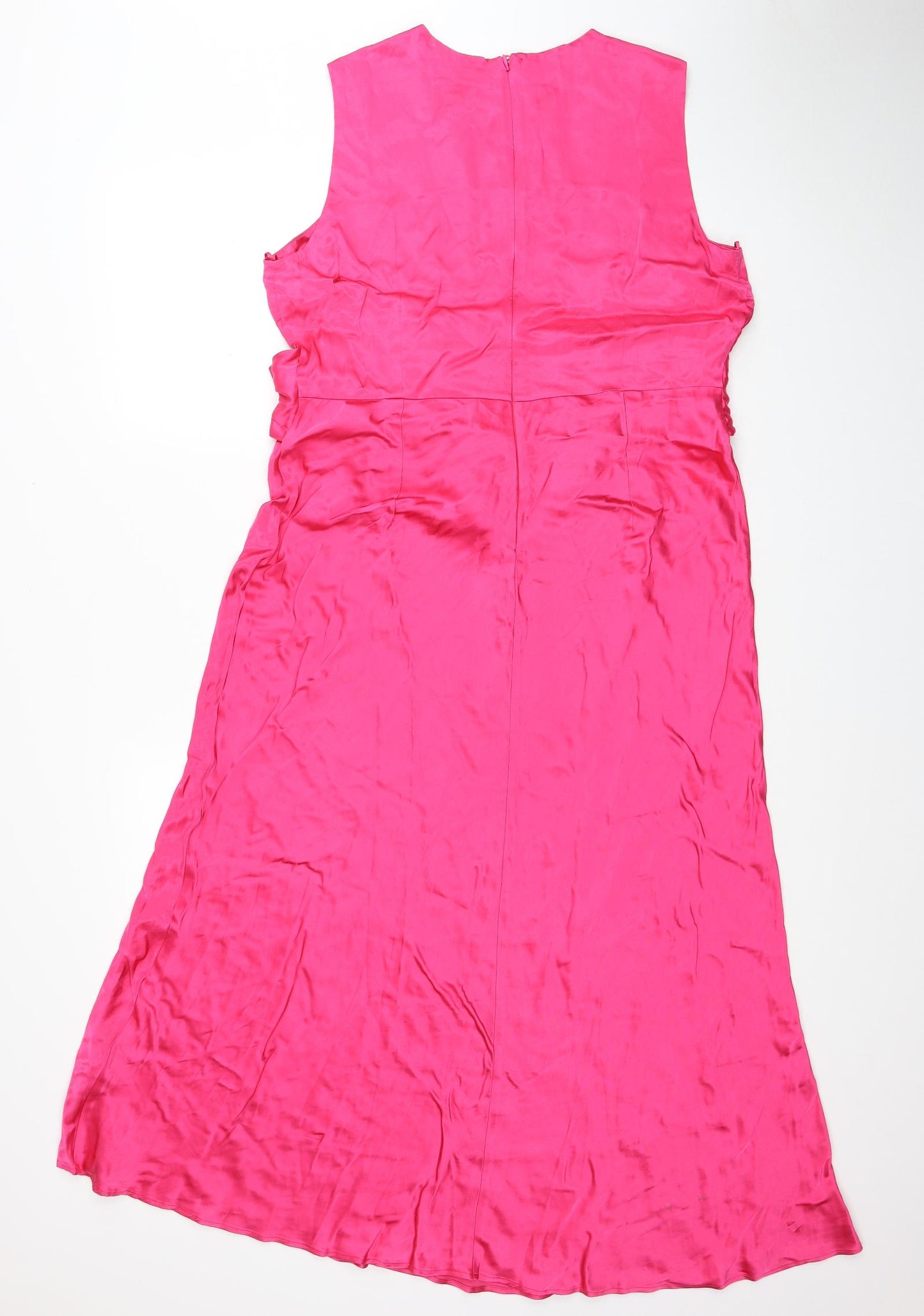 Marks and Spencer Womens Pink Viscose A-Line Size 14 Round Neck Zip