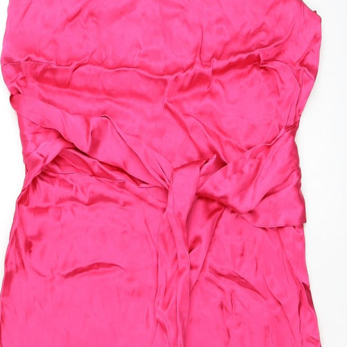 Marks and Spencer Womens Pink Viscose A-Line Size 14 Round Neck Zip