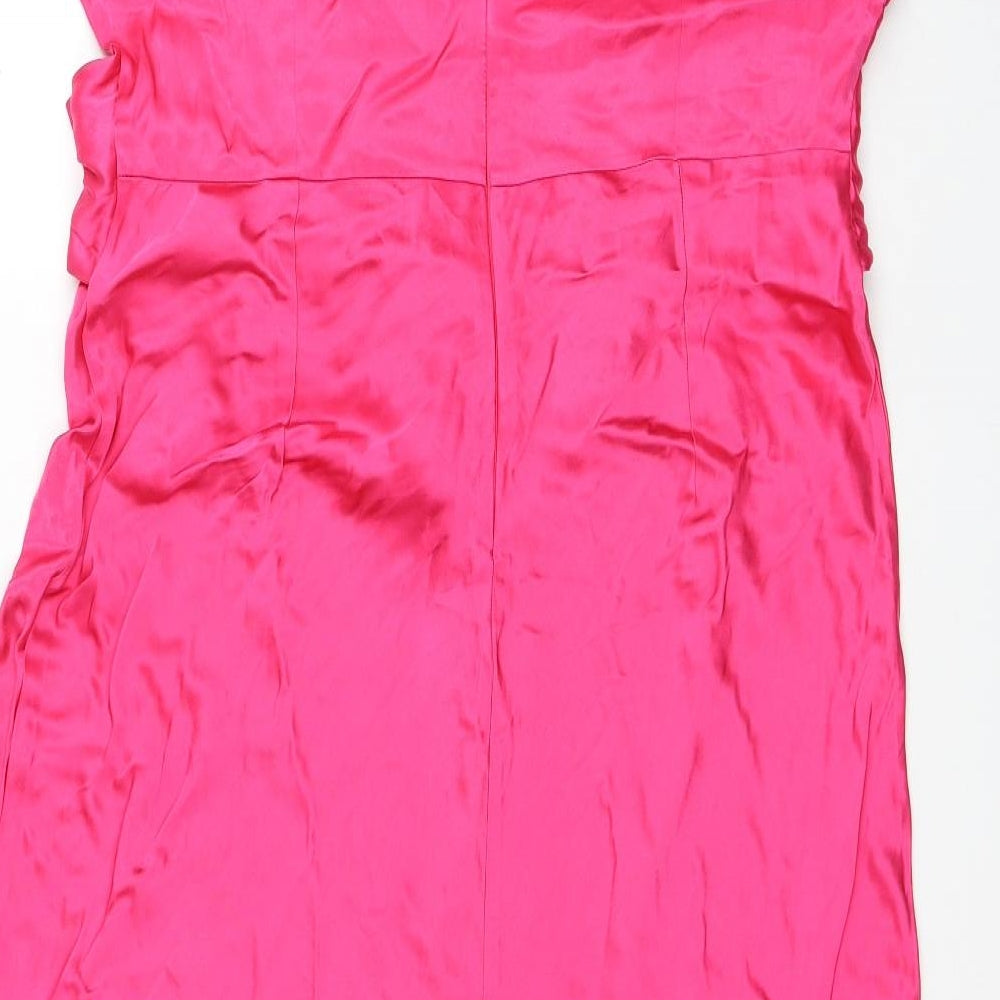 Marks and Spencer Womens Pink Viscose A-Line Size 14 Round Neck Zip