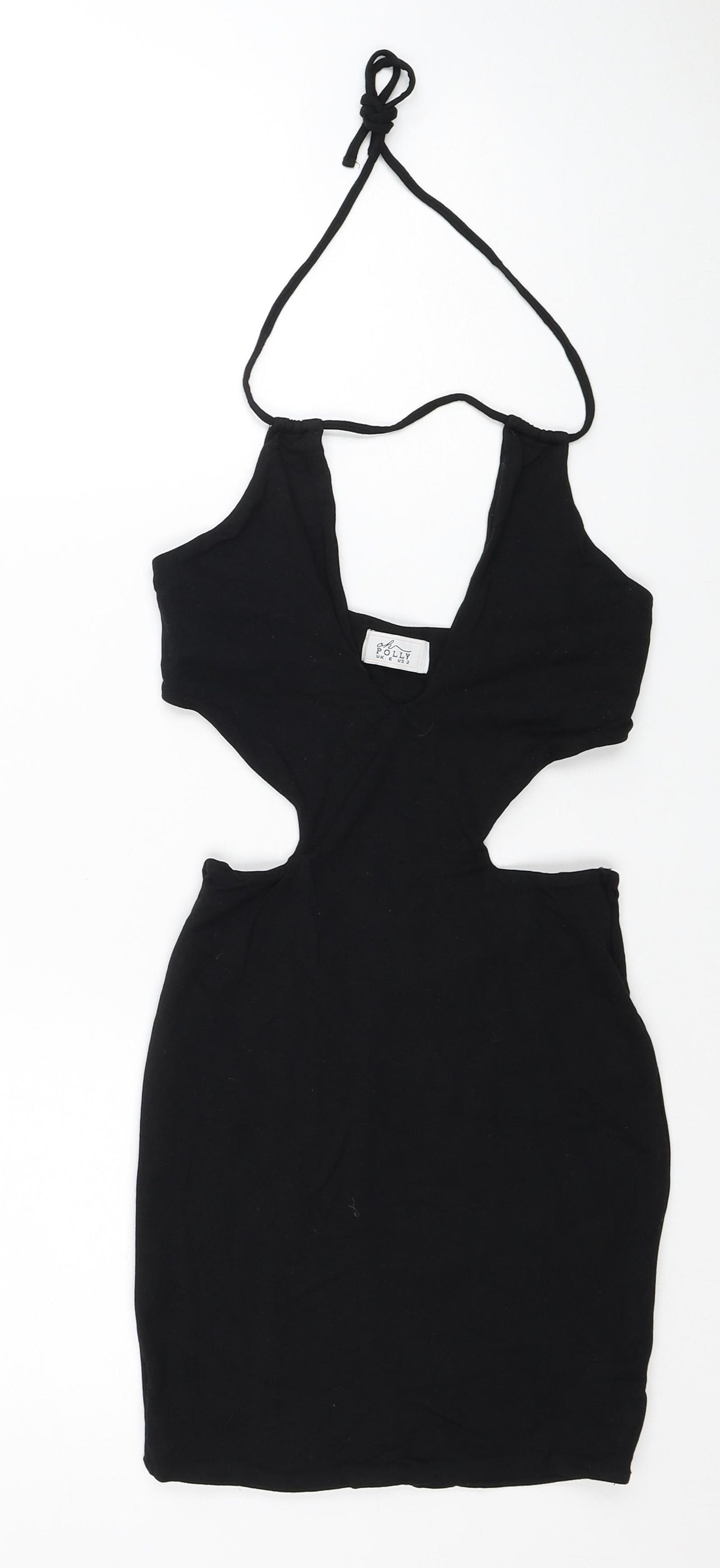 Oh Polly Womens Black Modal Bodycon Size 6 Halter Tie