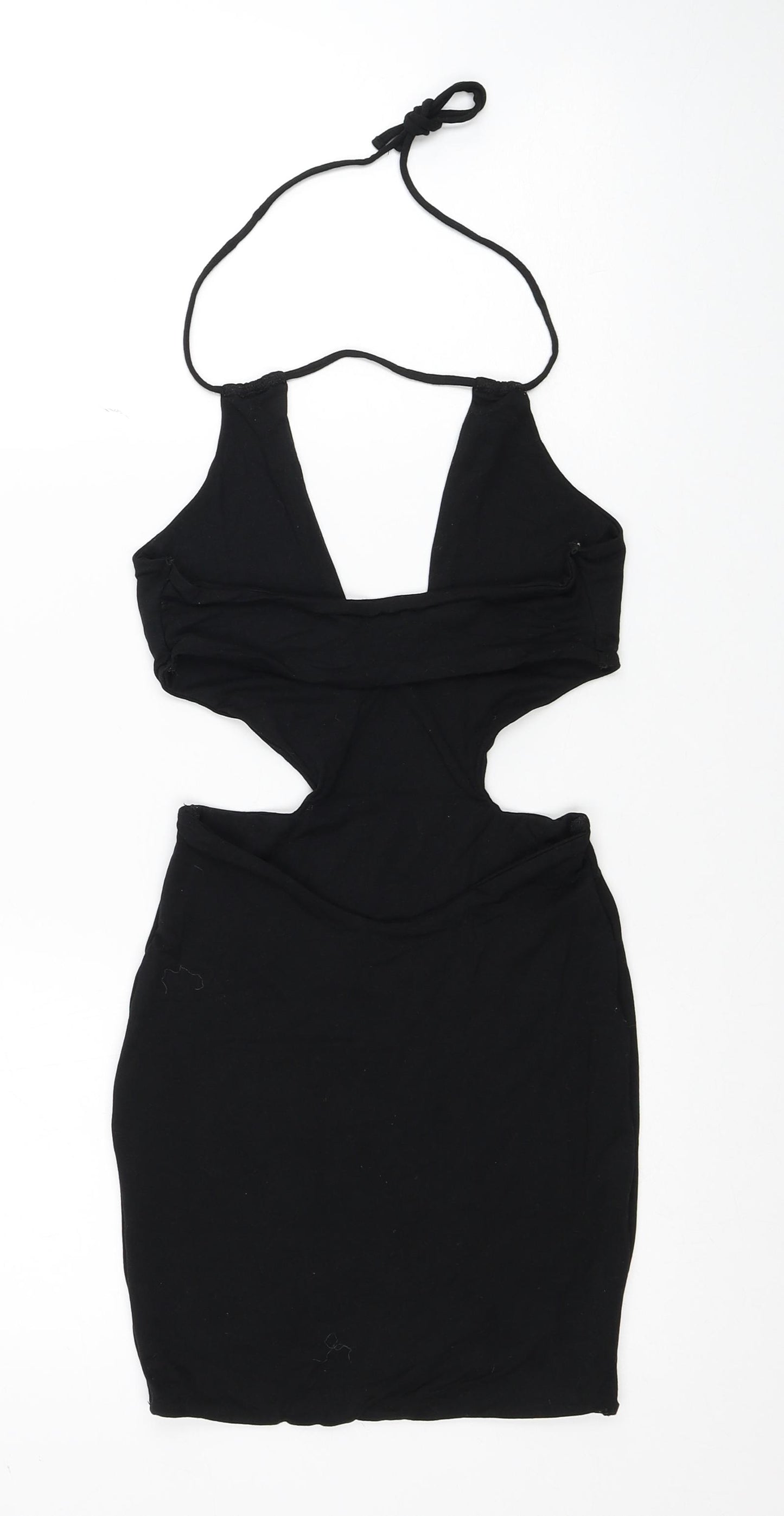 Oh Polly Womens Black Modal Bodycon Size 6 Halter Tie