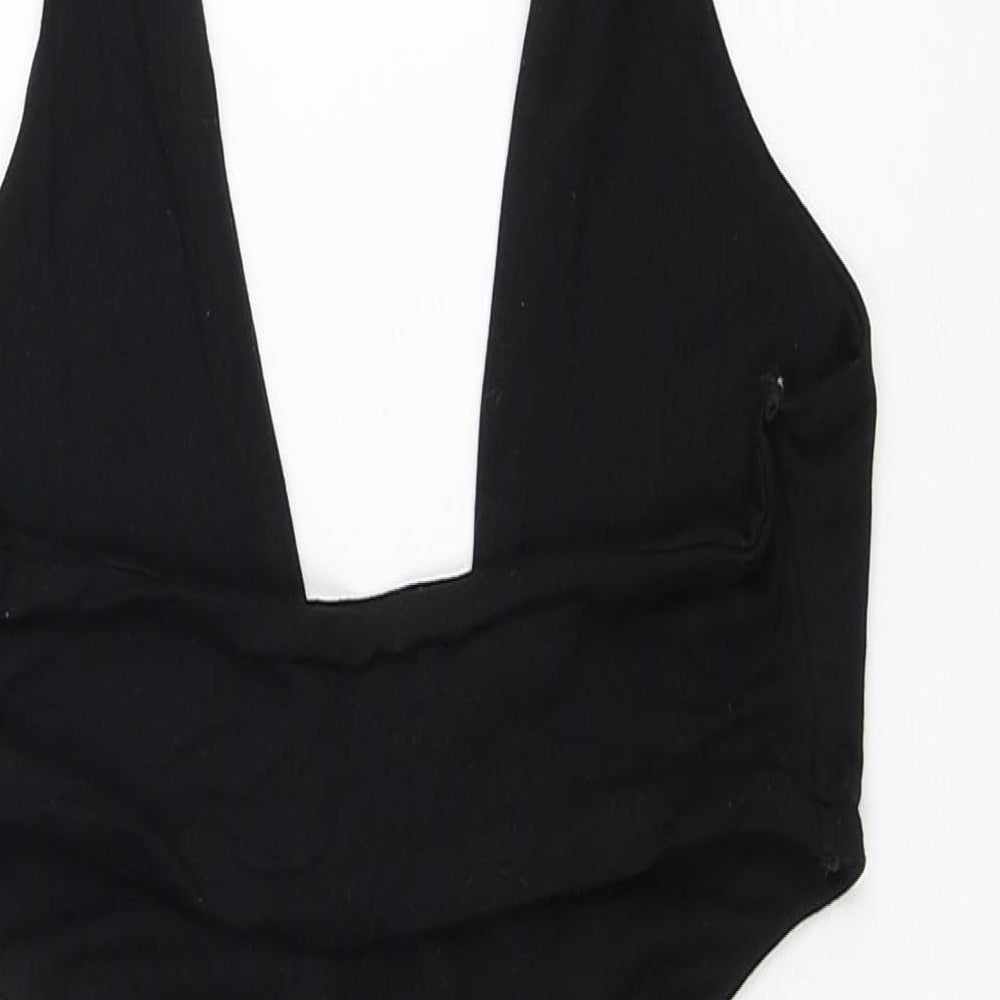 Oh Polly Womens Black Modal Bodycon Size 6 Halter Tie
