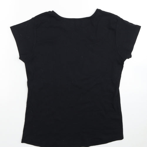 Benegassi Womens Black Cotton Basic T-Shirt Size XL Round Neck