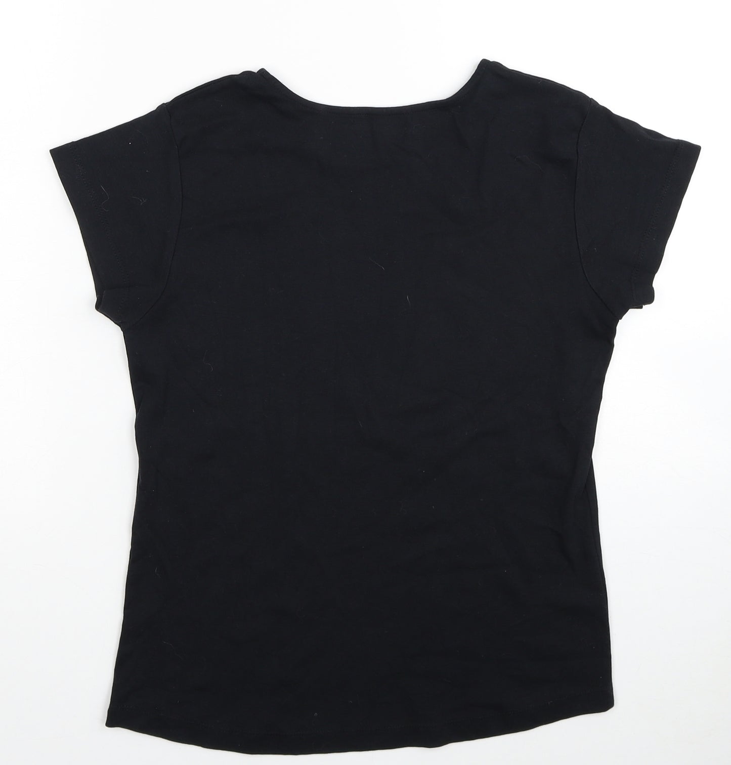 Benegassi Womens Black Cotton Basic T-Shirt Size XL Round Neck