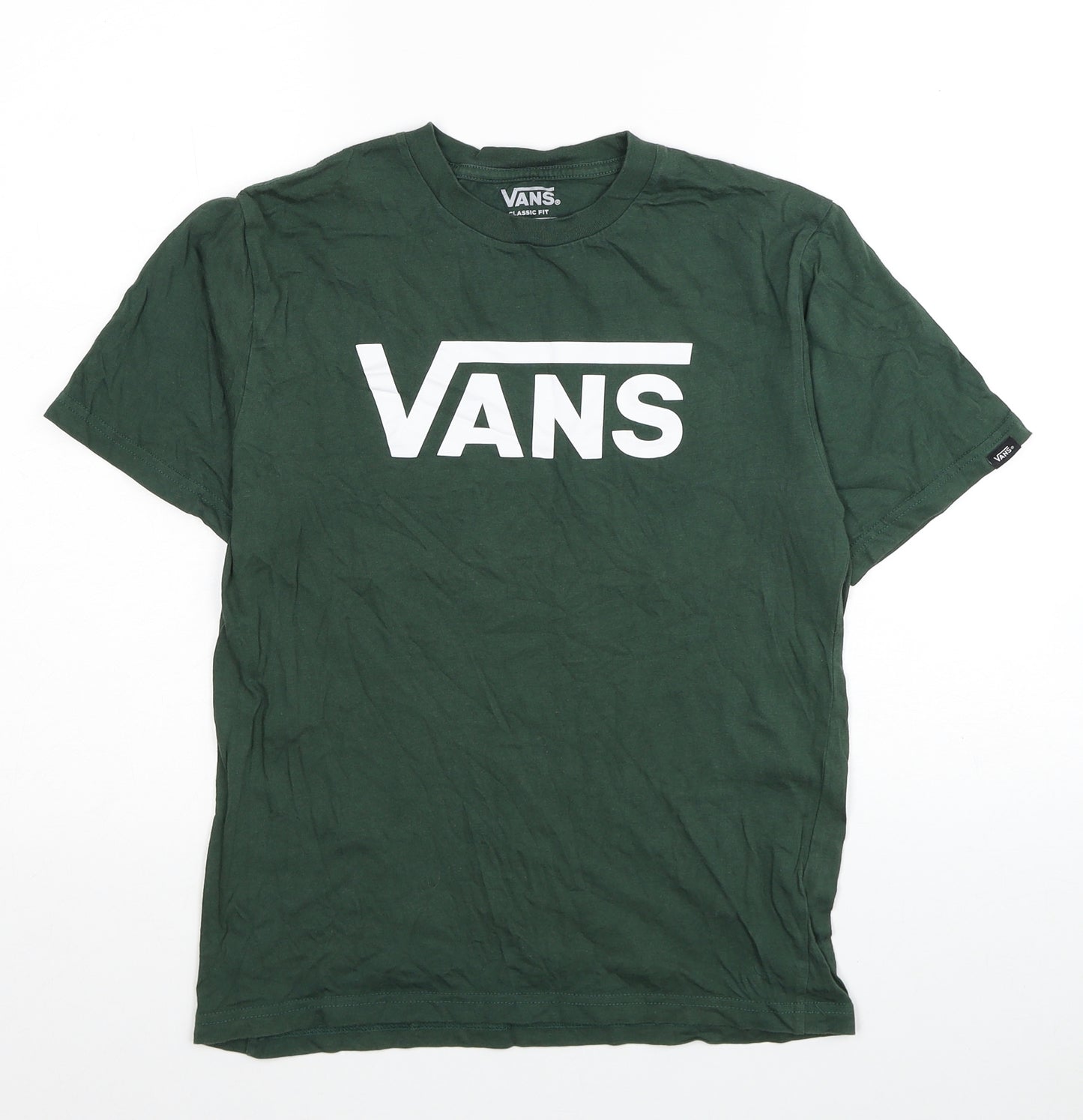 VANS Womens Green Cotton Basic T-Shirt Size 12 Crew Neck
