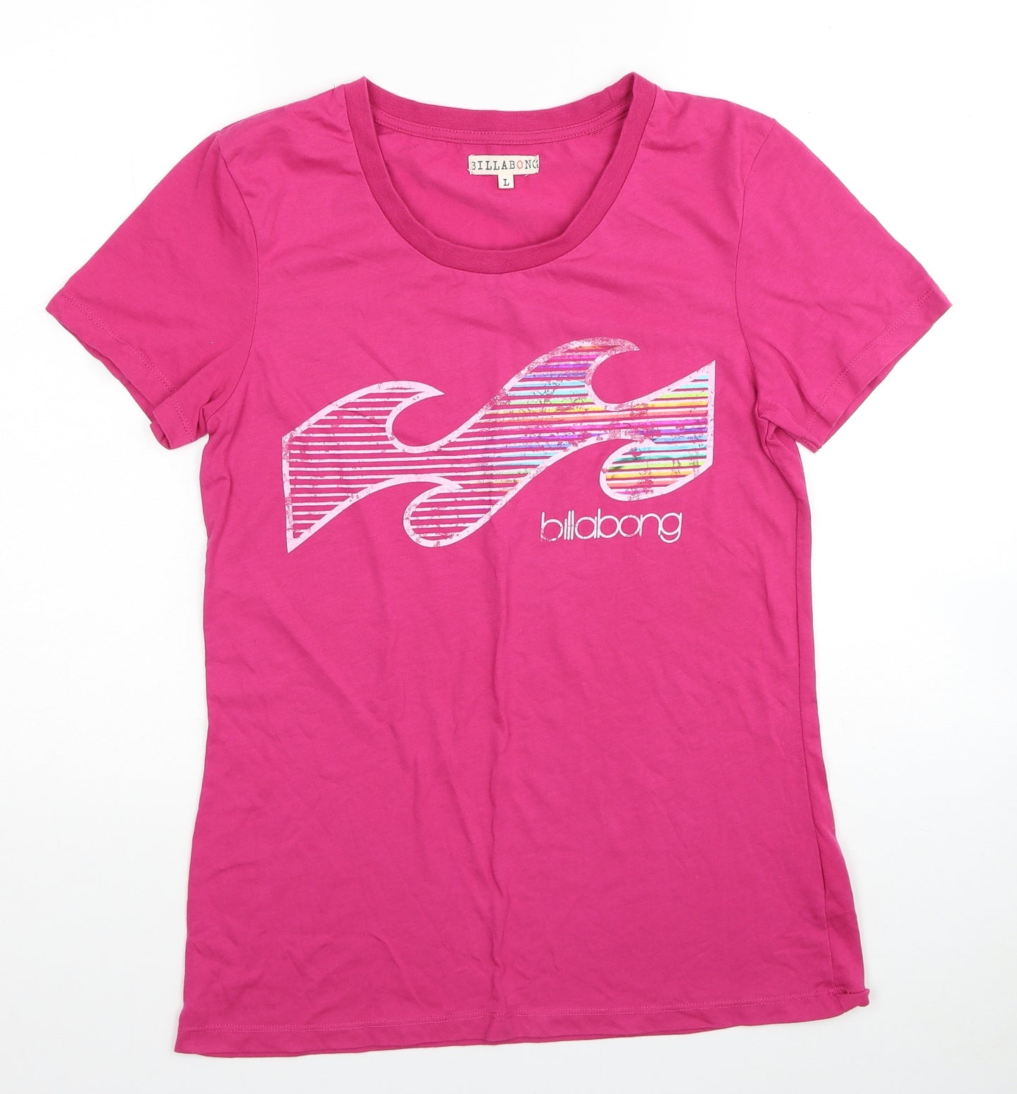 Billabong Womens Pink Cotton Basic Tank Size XL Round Neck
