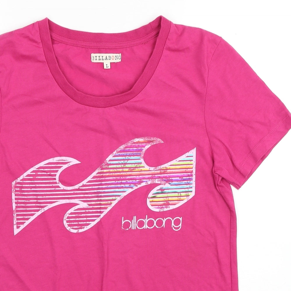 Billabong Womens Pink Cotton Basic Tank Size XL Round Neck