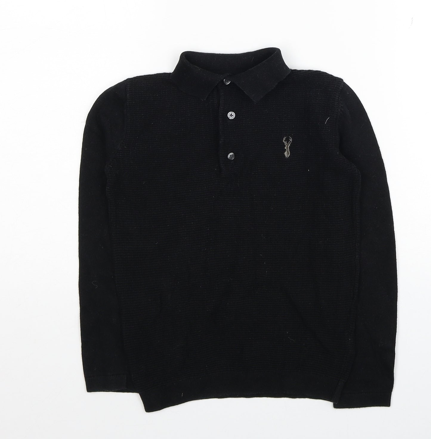 NEXT Boys Black Collared Cotton Pullover Jumper Size 7 Years Pullover