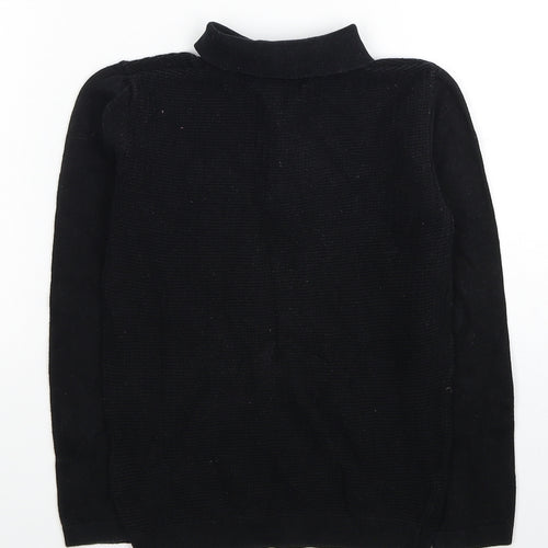 NEXT Boys Black Collared Cotton Pullover Jumper Size 7 Years Pullover