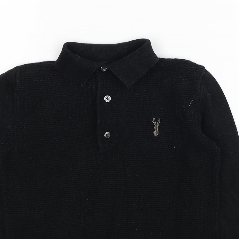 NEXT Boys Black Collared Cotton Pullover Jumper Size 7 Years Pullover